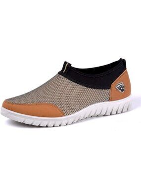 🆕Men's Beige Breathable Casual Loafers Mesh Summer Lightweight Slip-on Shoes